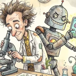 A scientist getting fooled by an AI, generated with Gemini