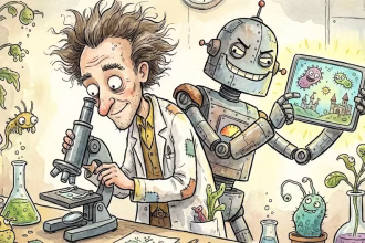 A scientist getting fooled by an AI, generated with Gemini