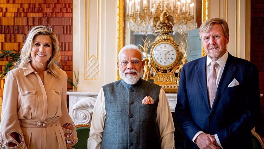 Indian Prime Minister Modi meets with Dutch royal family and begins European tour