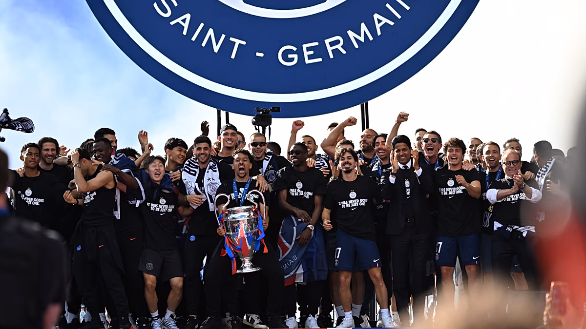 PSG: Champions League winners celebrate return to Paris after victory in Budapest