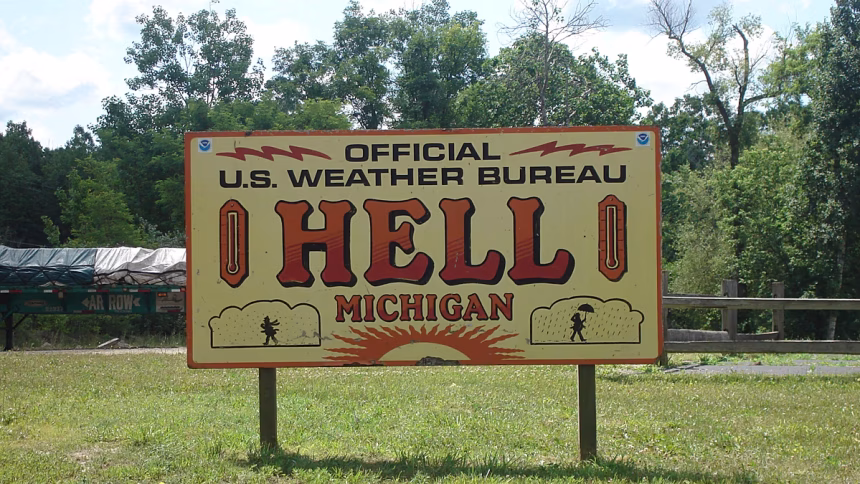 Secure a place in hell: Part of Michigan's quirky tourist town goes up for sale