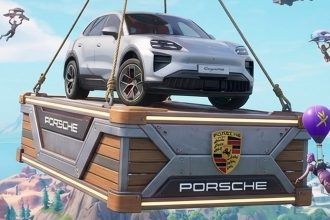 Porsche Fortnite collab concept art is clearly AI and for some strange reason also has the Riot Games logo added