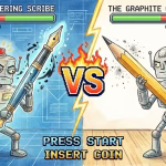 Two AI writers in a head-to-head battle, generated with Gemini