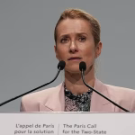 Kaja Karas reacts after Israel's Foreign Minister says he will "cut off all contact" with Kaja Karas