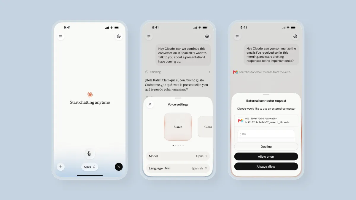 Anthropic updates Claude voice mode and adds more capable models