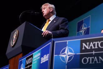 President Trump ends ``hugely successful'' NATO summit on a high note, calming allies' anger
