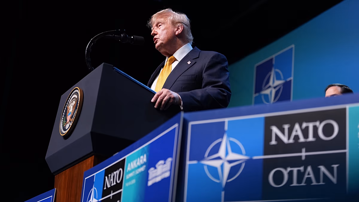 President Trump ends ``hugely successful'' NATO summit on a high note, calming allies' anger