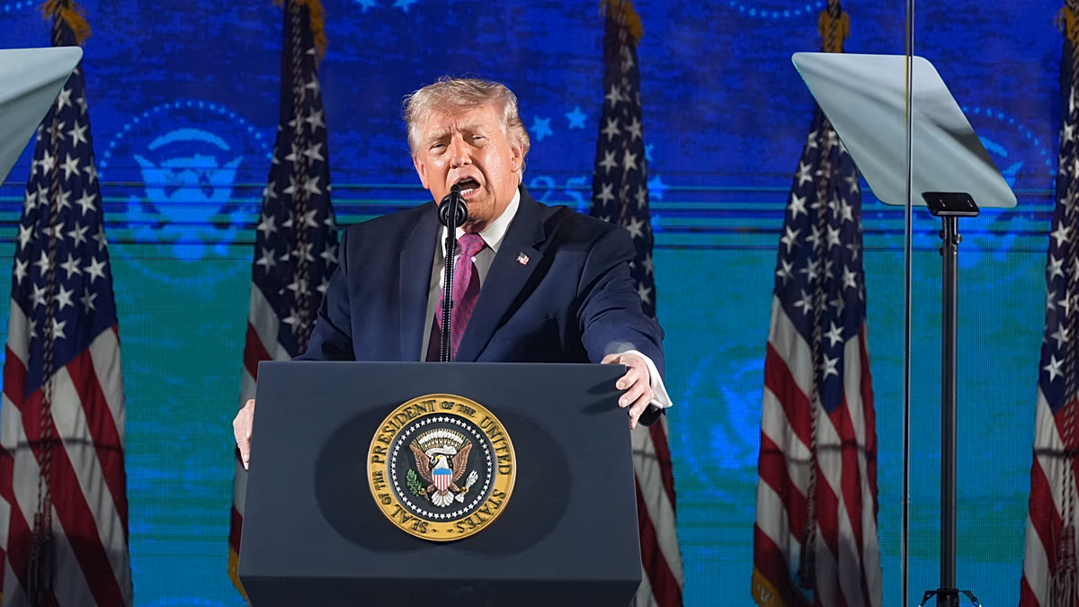President Trump warns of communist threat as Washington parade canceled due to heat wave
