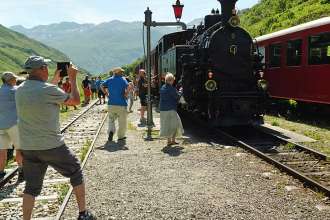 This steam railway in the Swiss Alps celebrates its 100th anniversary
