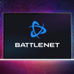 The battle net logo on a screen.