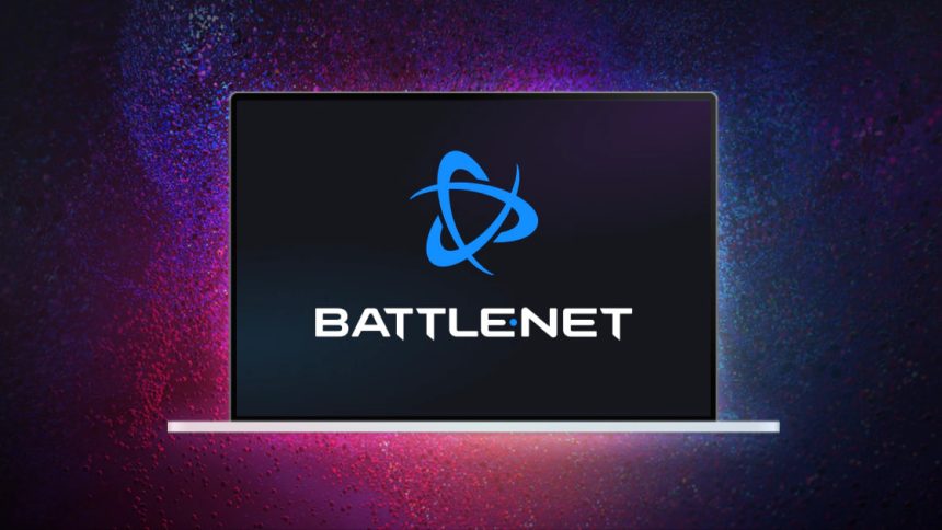 The battle net logo on a screen.