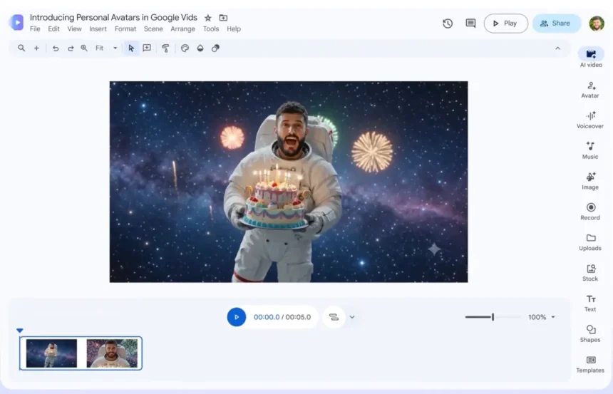 You can now star in your own AI videos on Google Vids